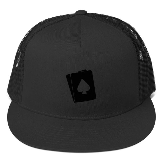 5 panel trucker cap black front 636972f99bfb2