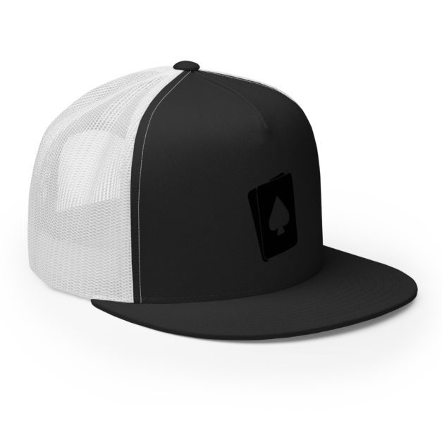 5 panel trucker cap black white right front 636972f99cbfa